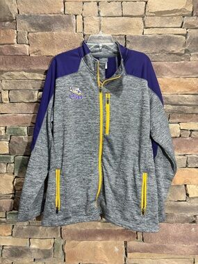 Men's Heathered Gray LSU Tigers Full-Zip Jacket Sz XL